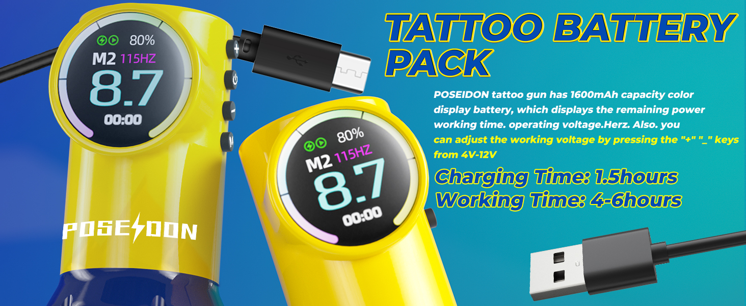 POSEIDON Tattoo Pen LED screen display details