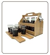 Sorbus Wooden Bottle Caddy with Opener & Sampler Boards, Drink Holder for Beer, Soda, Perfect for...