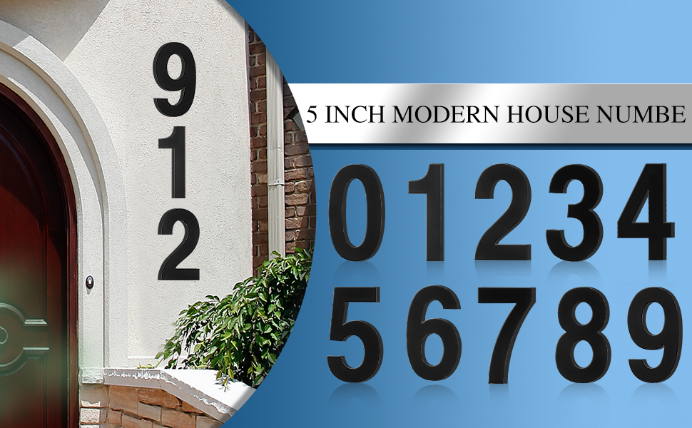 5 Inch Adhesive House Numbers,Modern Stainless Steel House
