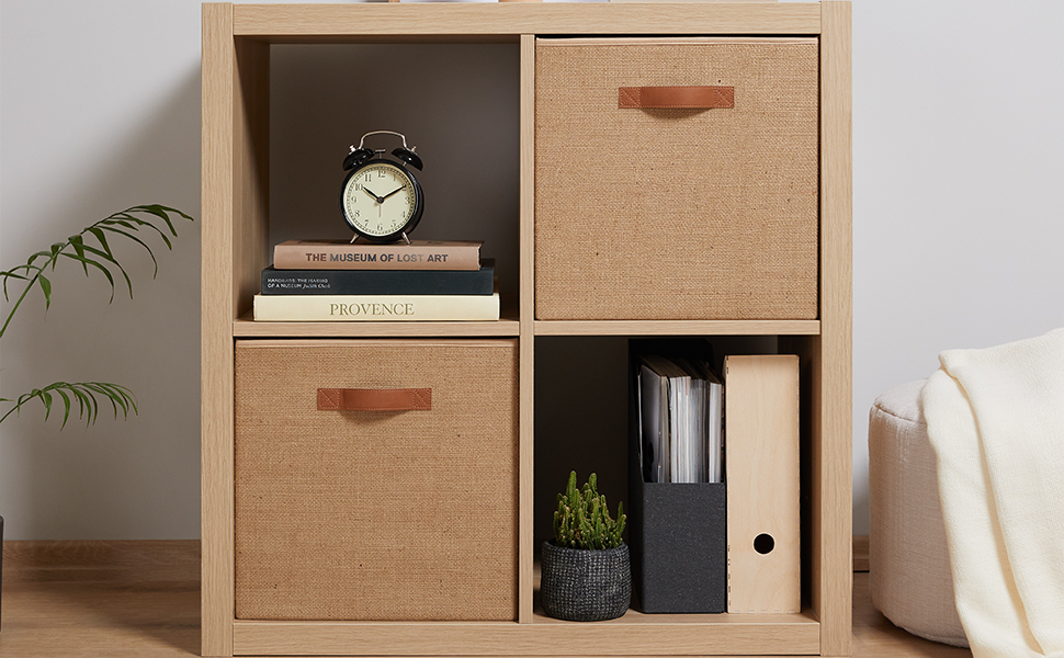 Ocean Home Textile Natural Jute Storage Box Collapsible and Foldable