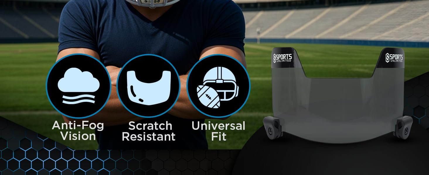 Nxtrnd VZR1 Football Visor, Flat Lens Technology, Fits Adult & Youth Football Helmets