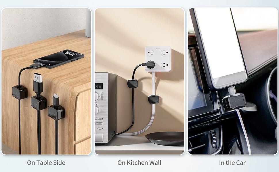 6Piece Cable Clips Set with 6 Silicone Suction