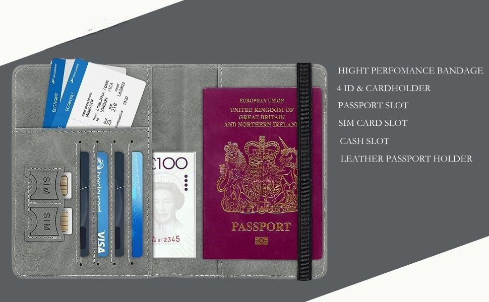 rfid blocking pu leather travel passport holder cover