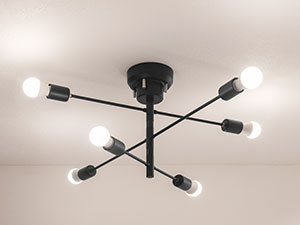 シャンデリア　6灯　LED　ブラック　シーリングライト　天井照明　照明器具 黒 切子 シャンデリア CH-06GA-BLACK LED電球対応 6灯 高級