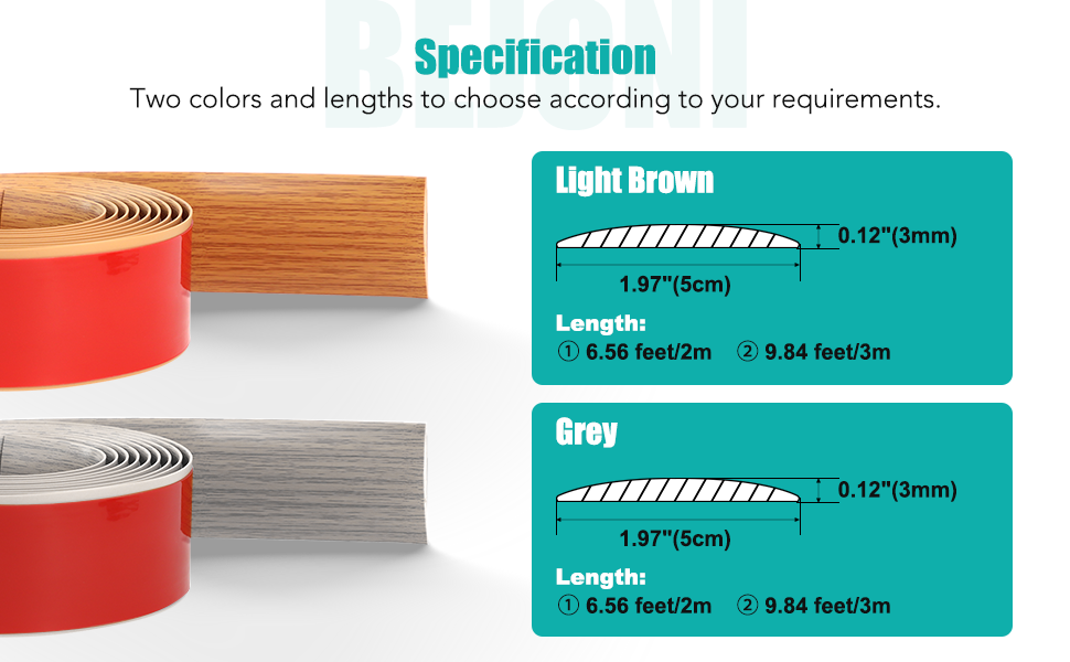 BEJONI 10'L x 2"W Floor Transition Strip, Floor Cover