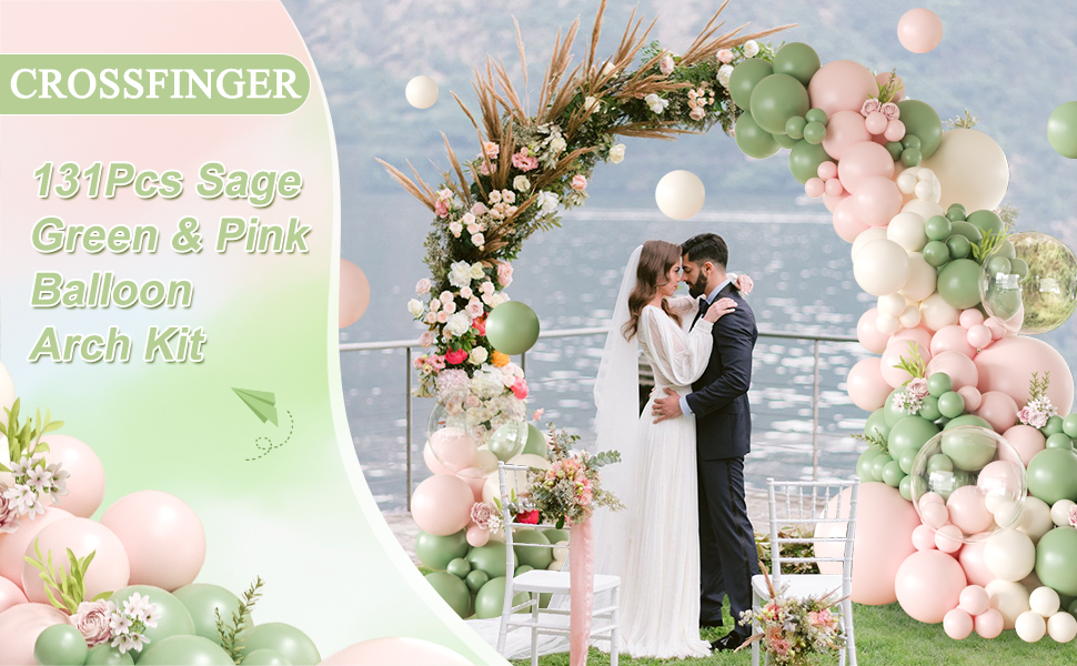 sage green pink balloon arch kit
