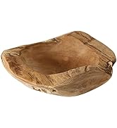 WHW Whole House Worlds Chunky Teak Wood Bowl, Hand Crafted, Dish Size, 9.75 Overall Vessel Diamet...