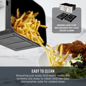 Swan SD10410WHT Nordic Duo 13-in-1 Air Fryer with Dual Non-Stick Baskets, Swan Cyclone Technology, 13 Pre-Set Functions, Match Cook, 8L, 1700W, White 17