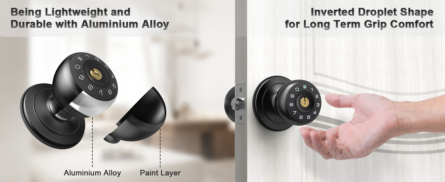 IRONZON Door Knob with Keypad Bedroom Door Knobs with Lock Door Knob
