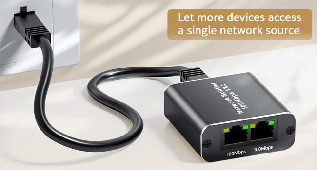 internet splitter 1 in 2 out LAN Network Cable for Cat5/5e, Cat6, Cat7 ethernet splitter 1000mbps