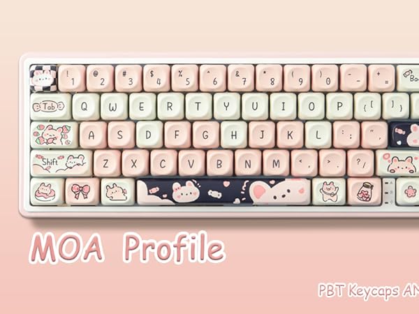 Amazon.com: Sunzit PBT MOA Keycaps - Cute Bunny Design, 132