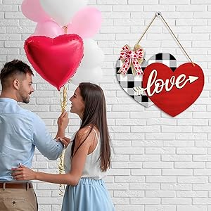 Red Heart Wooden Sign Love Wall Hanging