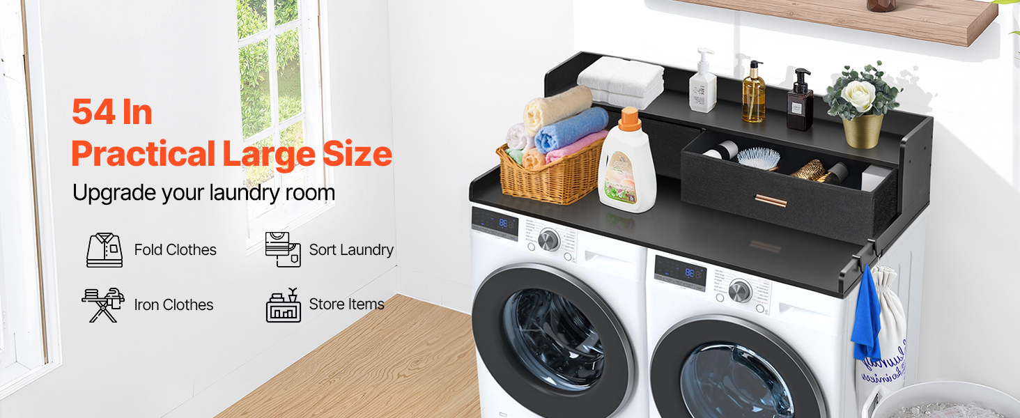 washer dryer countertop with shelf