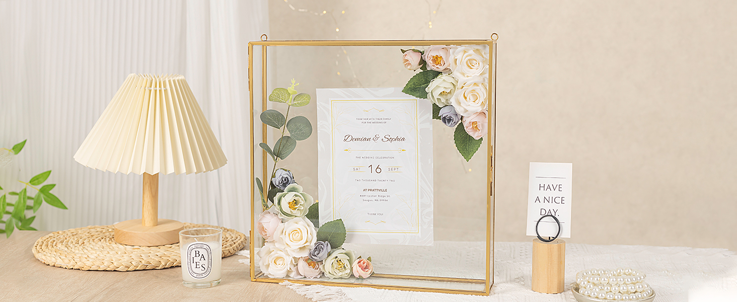 Large Shadow Box Frame 12x12, Glass Wedding Shadow Boxes