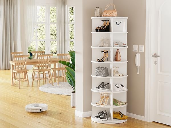 靴の置物 Amazon.com: 7 Tier 360 Rotating Shoe Rack Tower for Entryway