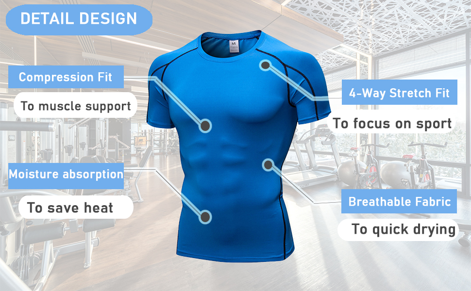 Men's Compression Shirts Short Sleeve  Athletic Running Cool Dry Top Workout Sport Base Layer