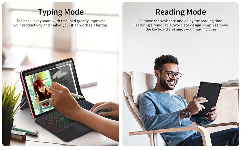 iXTRA Magic iPad 10th Generation Keyboard Case Folio Detachable Two