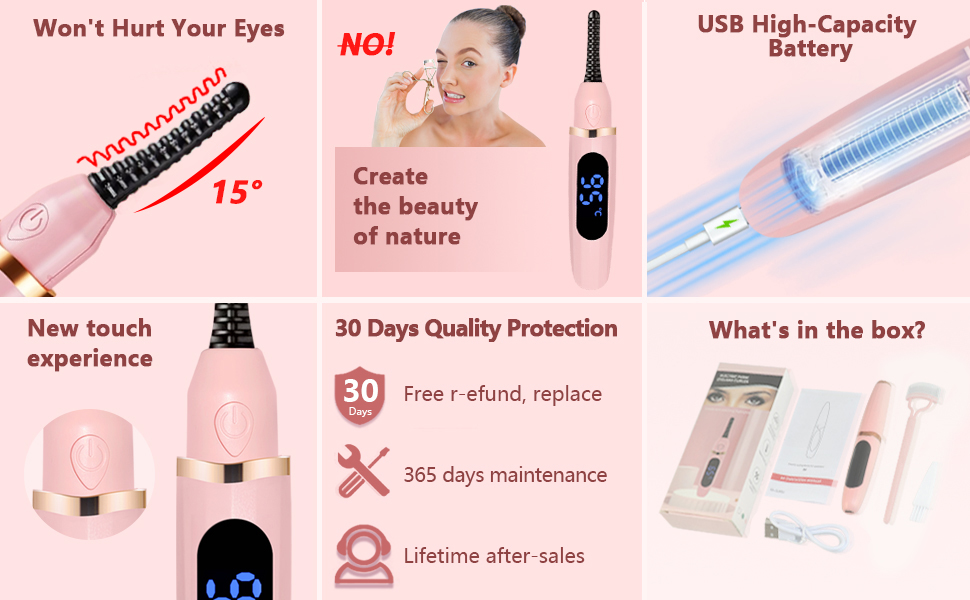 Heated Eyelash Curlers, Heated Lash Curler Best Seller with Comb Electric Eyelash Curler LED Display