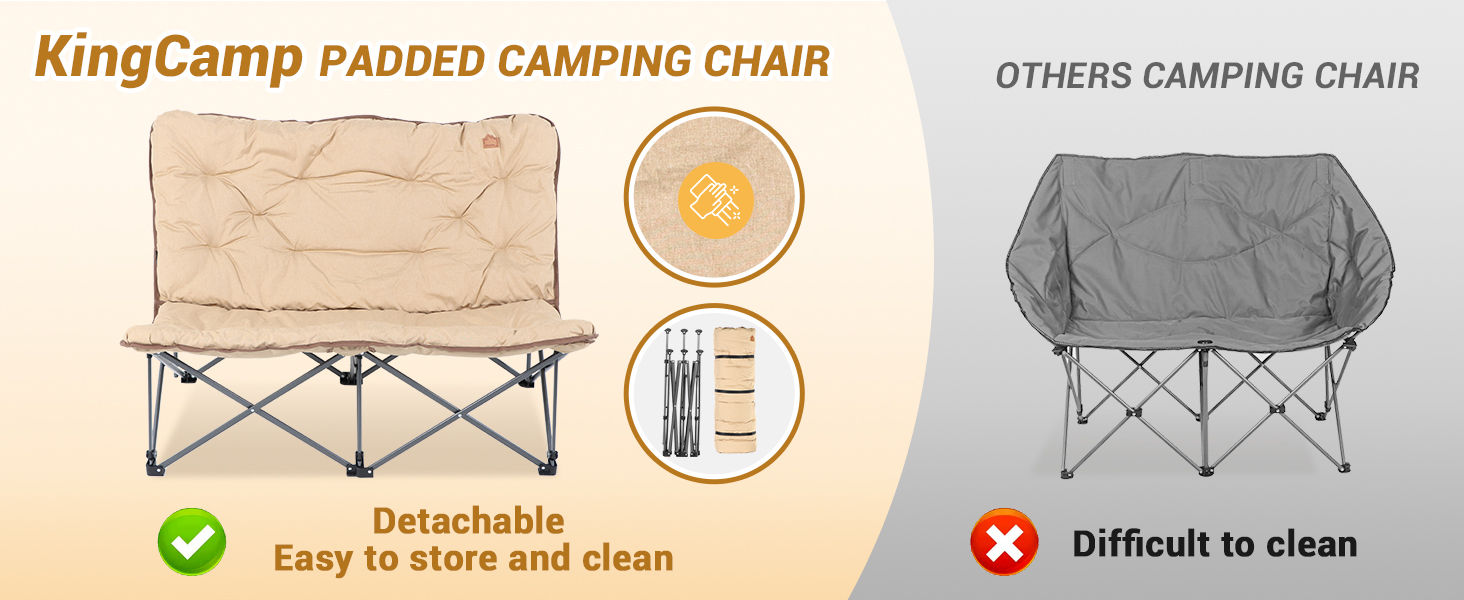 KingCamp Double Folding Camping Chair, Oversized Loveseat