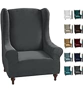 MAXIJIN Stretch Velvet Wingback Chair Slipcover 1-Piece Soft Stylish Plush Slipcovers for Wingbac...