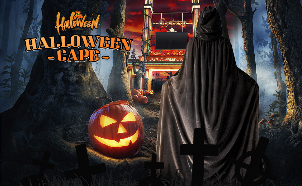 Hooded Cape Velvet Hooded Cloak Black Halloween Cape with Hood Unisex