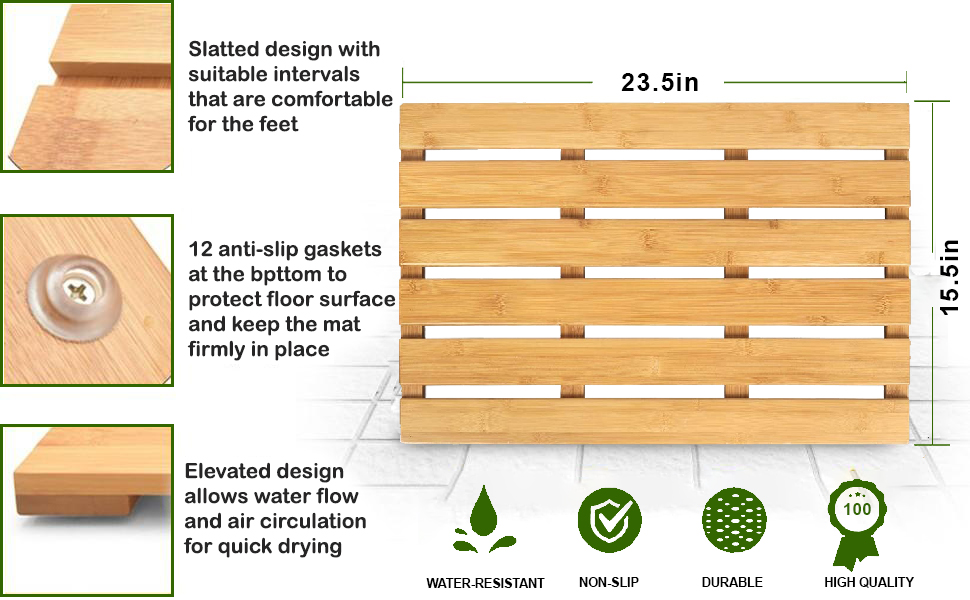 MantraRaj Bathroom Duckboard Bamboo Bath Mat Wooden Bath Mats For