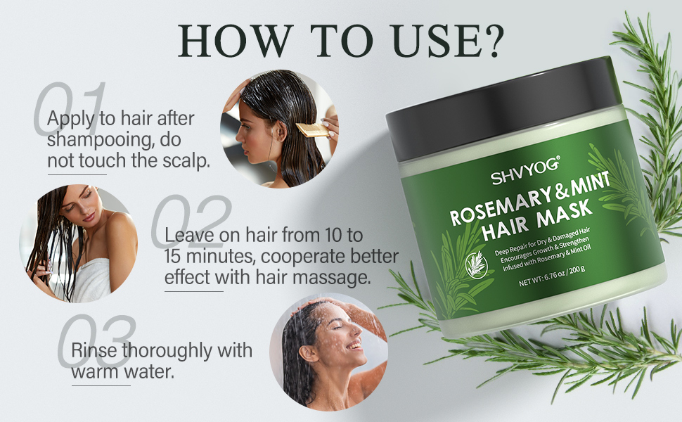 SHVYOG Rosemary Hair Mask, Natural Hair Mask for Dry
