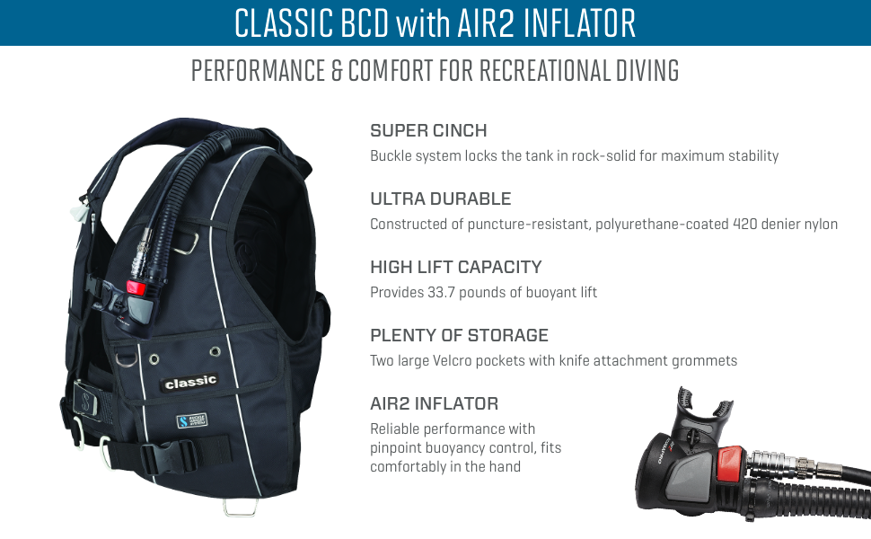 Amazon.com : Scubapro Classic BCD with Air2 V GEN, Black, XS