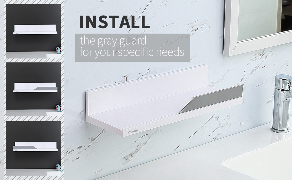 YOHOM Adhesive White Floating Shelves Bathroom Wall Organizer Shower