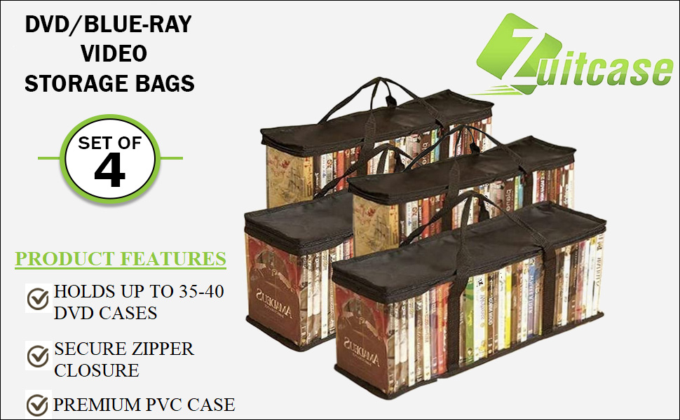 Globalis Portable DVD Storage Bag, 4Pack Stores 40 DVDs Each Bag Home & Kitchen