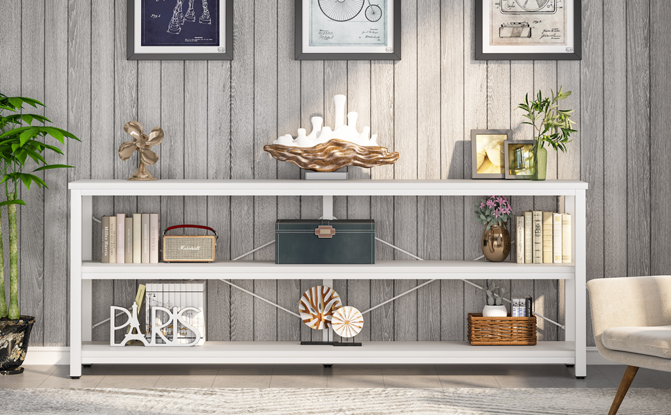 Sofa Table, 3 Tiers TV Stand 70.8 Inches Console Table