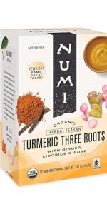 numi organic turmeric tea rose ginger licorice bags caffeine-free herbal anti-inflammatory pukka
