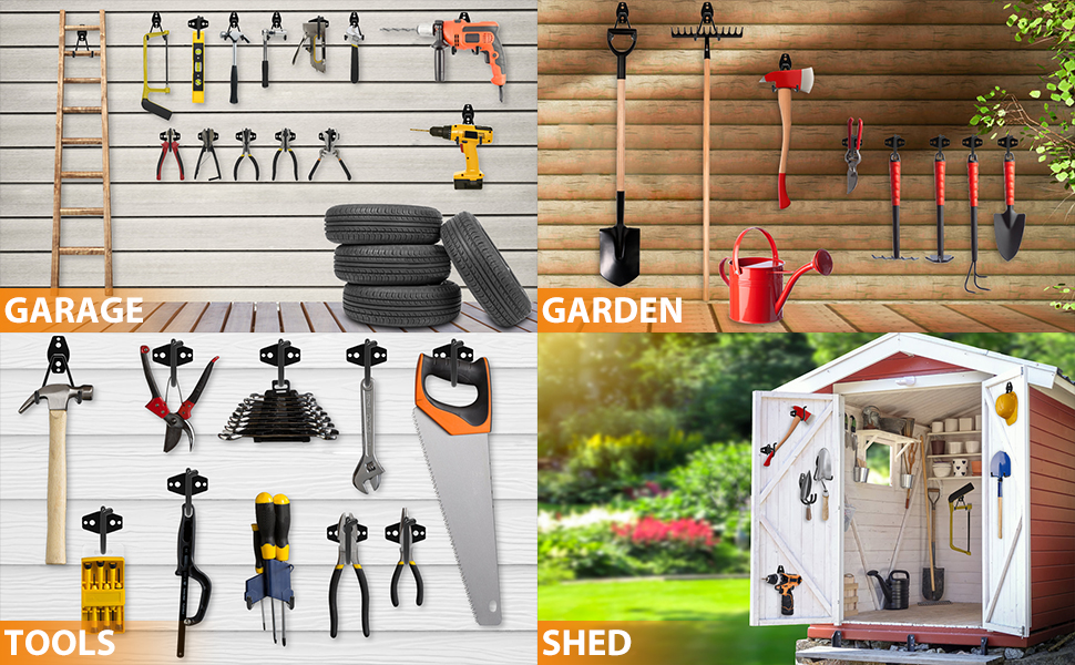 GLESUN 6 Pack 12 INCH Large Garage Hooks with Extension Cords Organizer