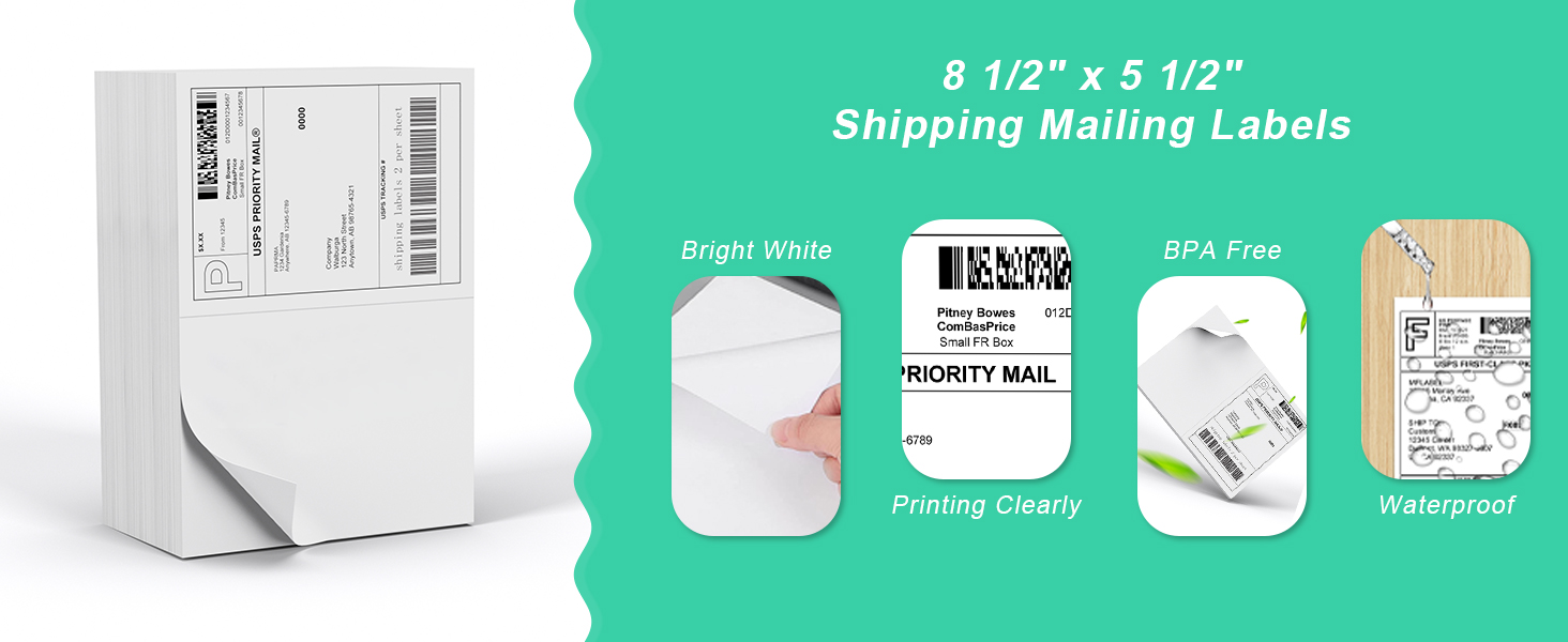 8.5" x 5.5" Shipping Labels 1000 Labels, PAPRMA Half Sheet