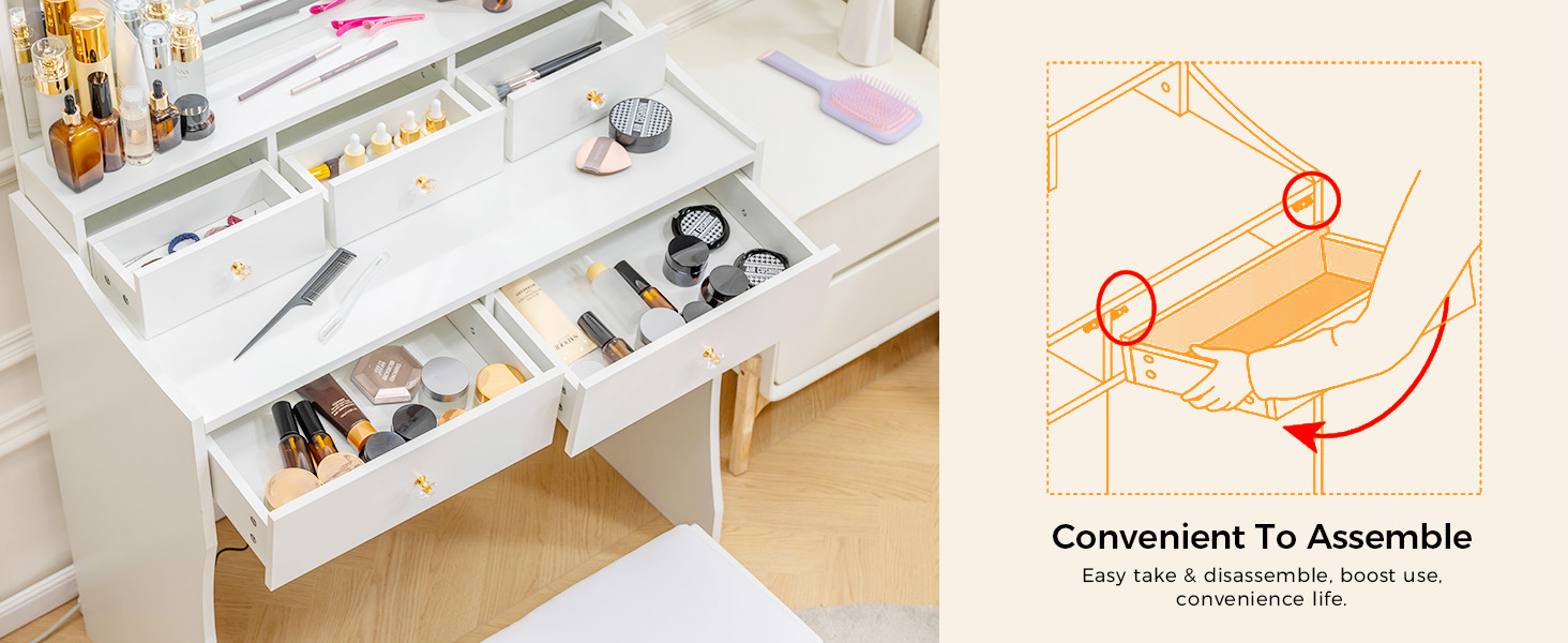 Vanity Desk with Large LED Mirror