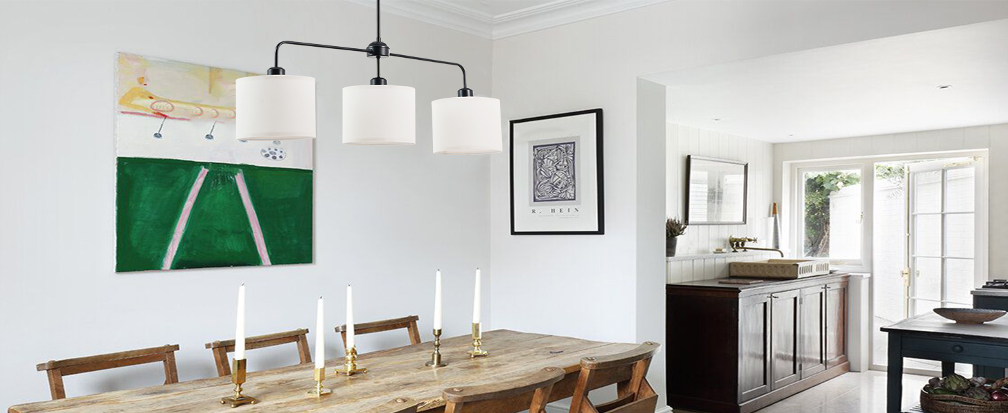 3 Lights Linear Chandelier, Farmhouse Kitchen Island Pendant Light