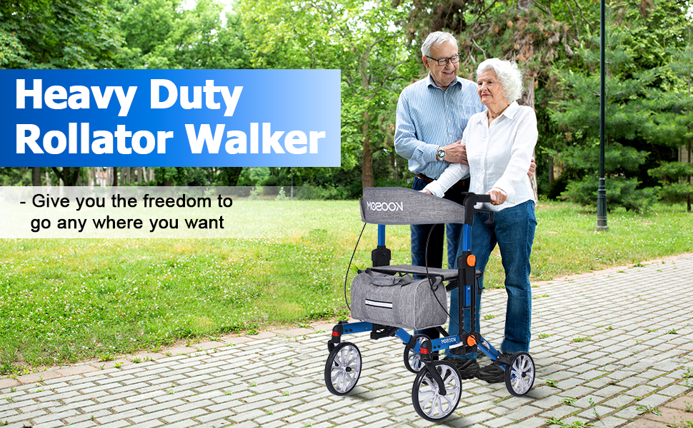 Rollator Walker with Seat, Folding 4 Wheel Medical Rolling