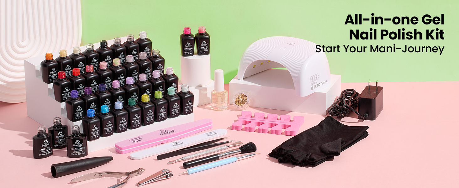 Beetles gel nail pilish kit with UV light