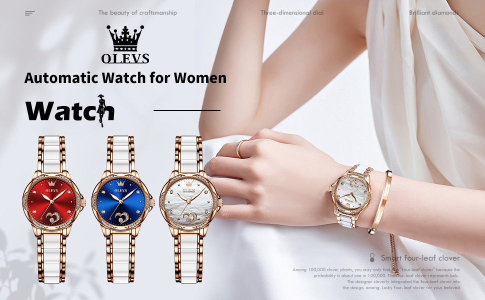 OLEVS Watch for Women Automatic Self Winding Mechanical Ladies Wrist Watch Big face Two Tone