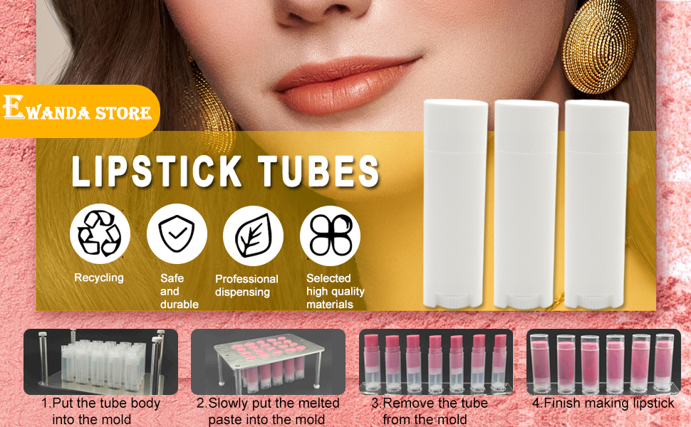 Ewanda store 5ml Oval Lip Balm Tubes,100PCS Plastic White