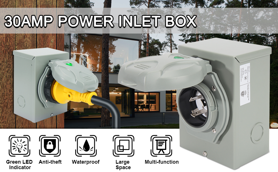 OPL5 30 Amp Generator Power Inlet Box, NEMA 3R Power Inlet