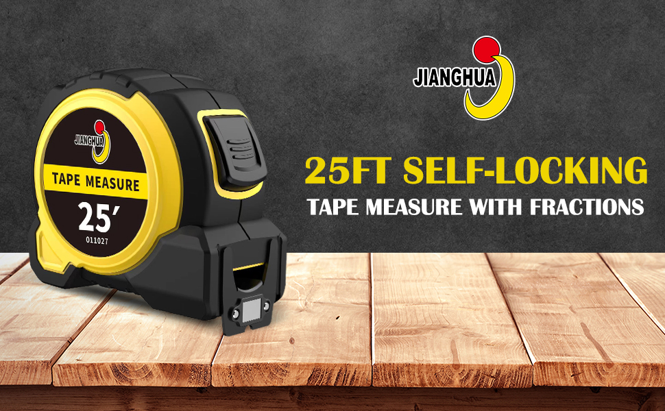 JIANGHUA Tape Measure, 25FT SelfLocking Measuring Tape with Fractions