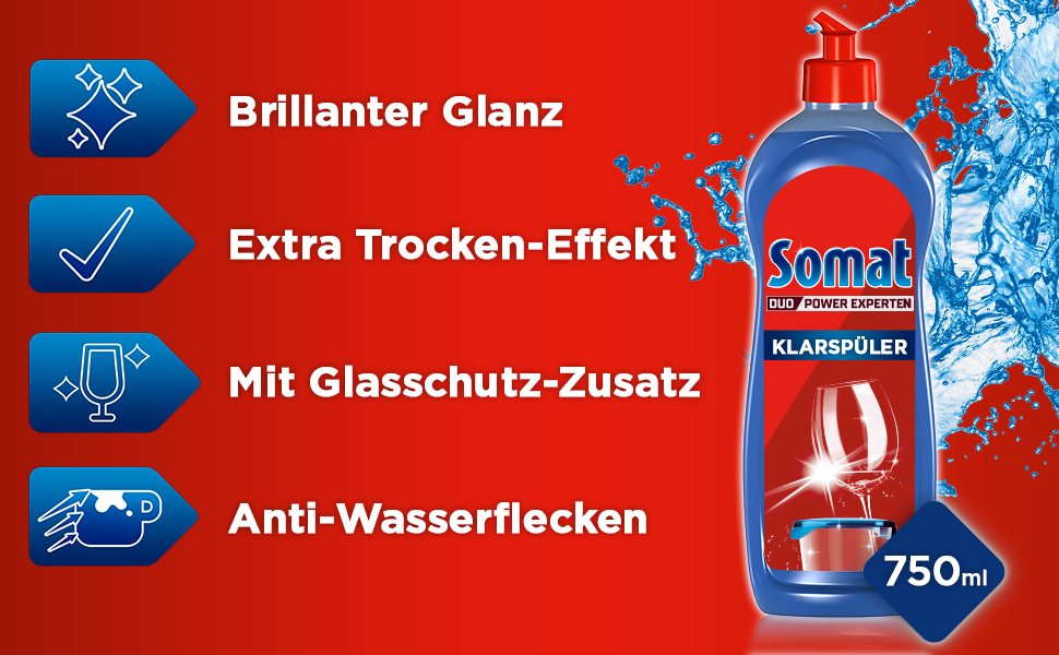 Somat Rinse Aid with Extra Dry Effect 750 ml for unbeatable shine on