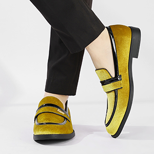 Mens Velvet Leather Loafer Designer Party Wedding Prom Dress Shoe Modern Casual Slip on Casual