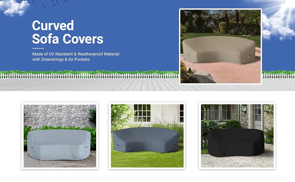 Covers & All Outdoor Curved Couch Sofa Cover with Air