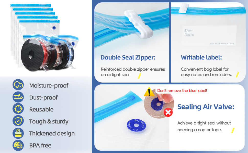 50PCS Filament Storage Bags Kit with Electric Pump and Hand Pump, 3D Printer Filament Storage Bags Vacuum Sealed Kit Designed for 3D Filament Storage and Keep Filament Dry (11.8 x 13.4 in) 9 1