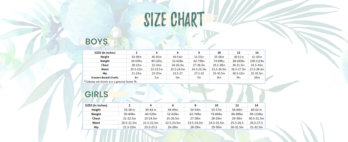 Boys & Girls Size Chart