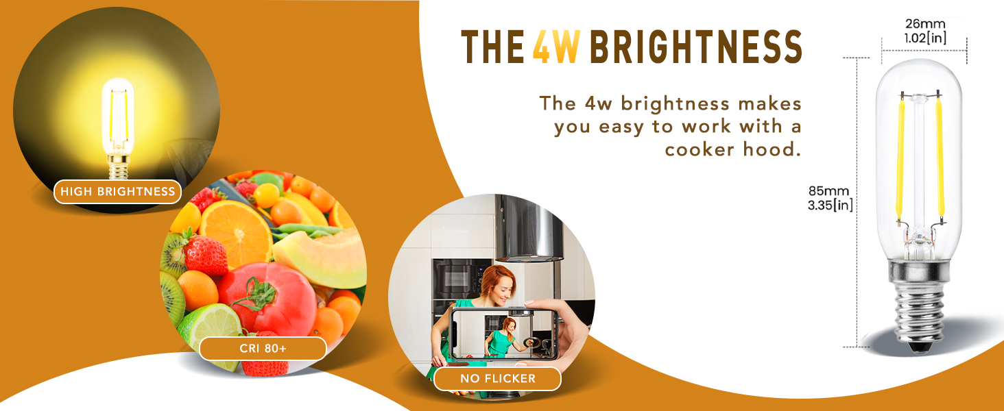 Bonlux 4W LED Cooker Hood Light Bulb, Extractor Fan Bulb,Oven Hood