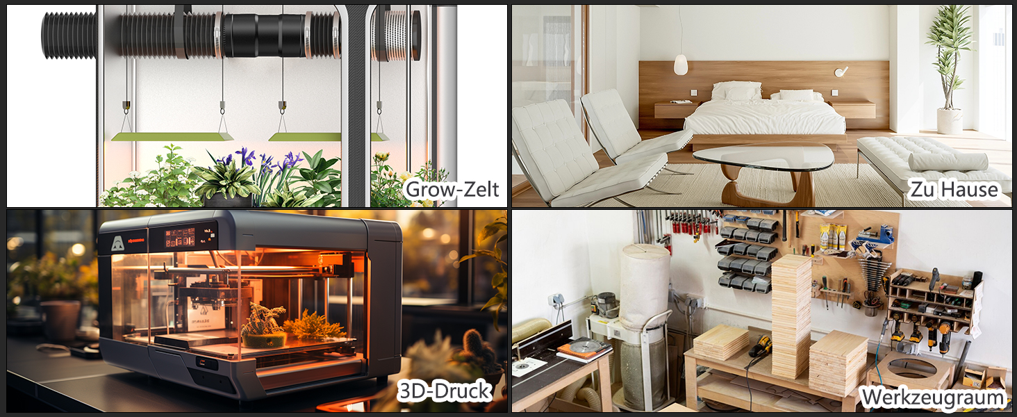 Rohrventilator für Wintergarten, Gewächshaus, Wohnwagen, Keller, Waschraum, Wohnbereich