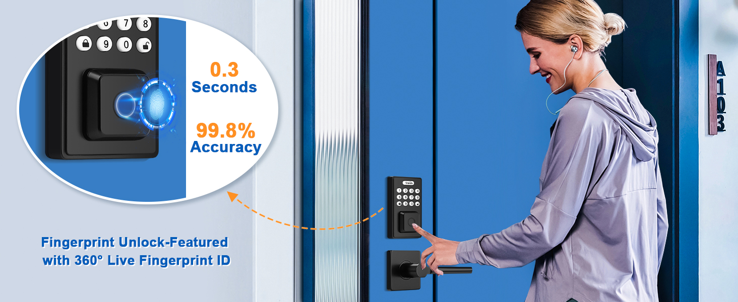 Tinewa Fingerprint Door Lock Set, Keyless Entry Door Lock, Front Door